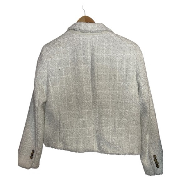 Ann Taylor l Petite 14P l Ivory Tweed Cropped Blazer Jacket l Poshmark - Picture 2 of 4